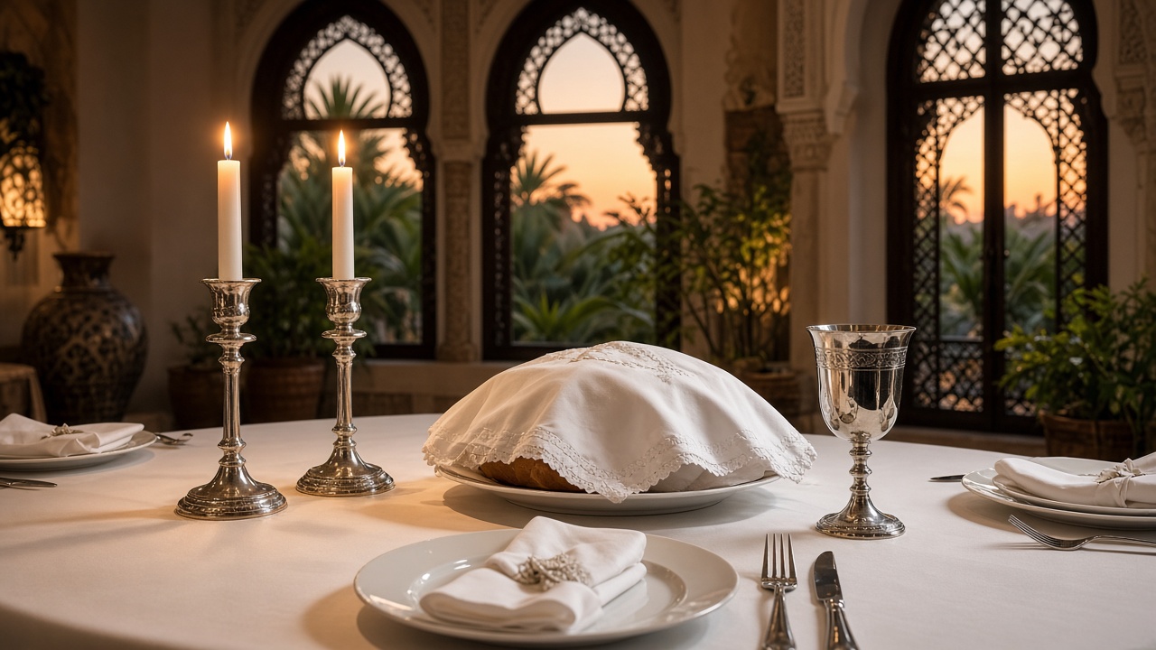 Chabbat Marrakech — table de Chabbat dressée en villa privée