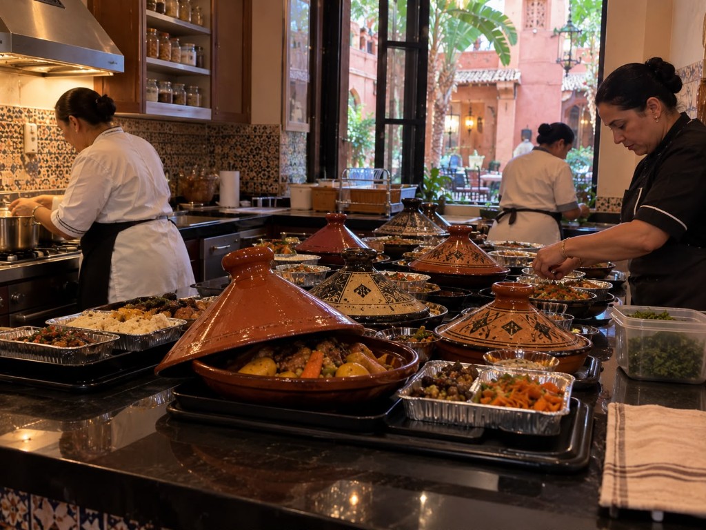 Préparation du déjeuner de Chabbat : tagines et cuisine cacher à la villa