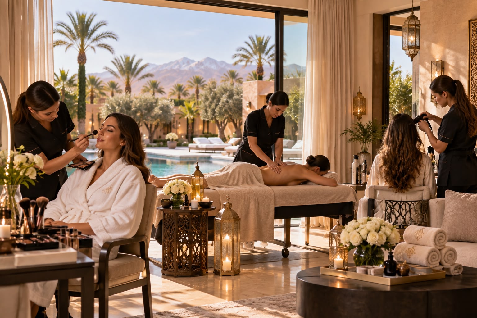 Soins esthétiques, coiffure et massages à la villa