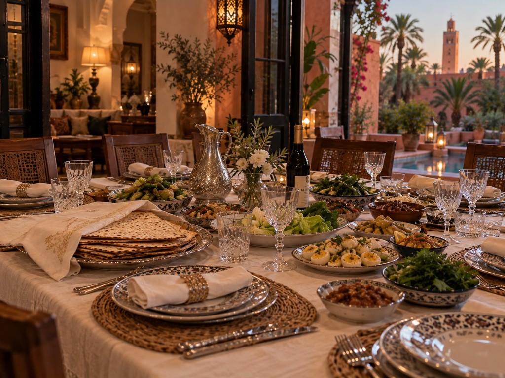 Table de Séder Pessah à la villa — Marrakech